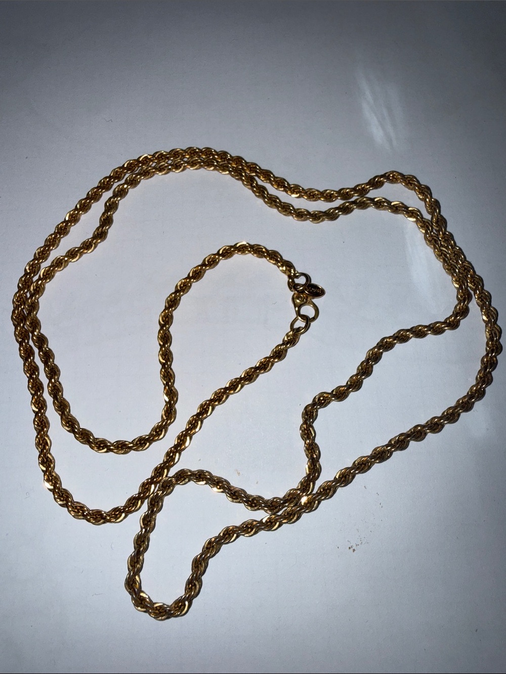 Vintage Monet Gold Toned Twisted Rope Chain Necklace 30” 1950’s - 1960’s